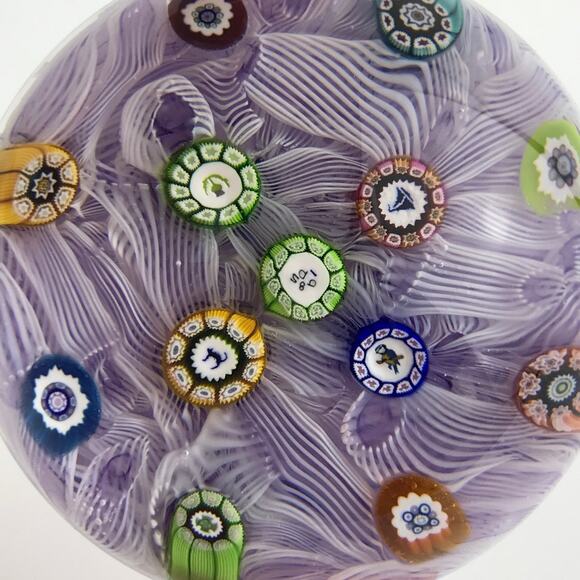 Perthshire PP47 1985 Millefiori Picture Cane Cat Bird Amethyst Paperweight Cert - Picture 6 of 16